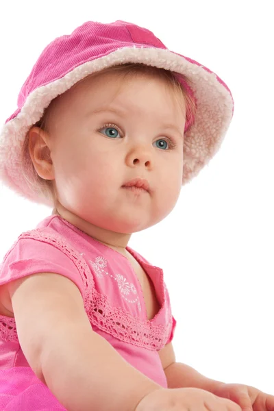 Menina bebê em rosa — Fotografia de Stock