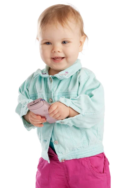 Toddler with cellphone — Stock Photo, Image