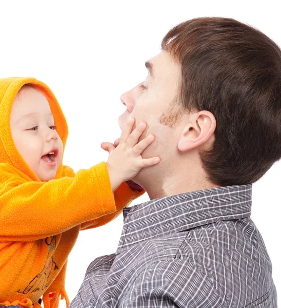 Bebê brincando com o pai — Fotografia de Stock