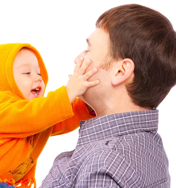 Bebê brinca com o pai — Fotografia de Stock
