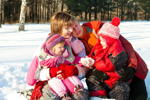 Familia en el parque de invierno —  Fotos de Stock