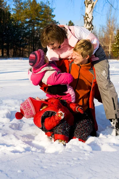 Rodzina zimowa — Zdjęcie stockowe