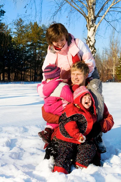 Famiglia invernale — Foto Stock