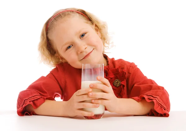 牛奶玻璃的女孩 — 图库照片