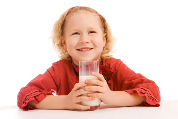 Dívka s mlékem — Stock fotografie