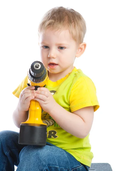 Little boy with screwdriver — Stock Photo, Image