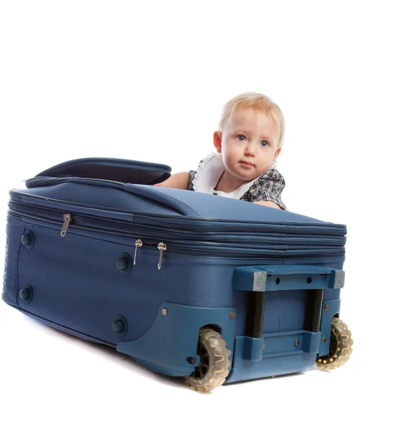 Baby and suitcase — Stock Photo, Image