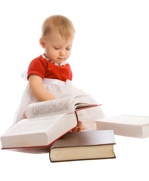 Bebek ve kitaplar — Stok fotoğraf