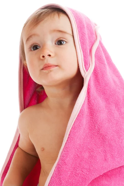 Bambino coperto con asciugamano — Foto Stock