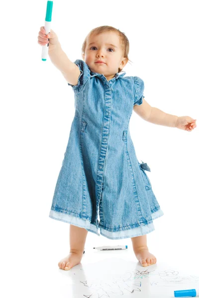 Toddler with marker — Stock Photo, Image