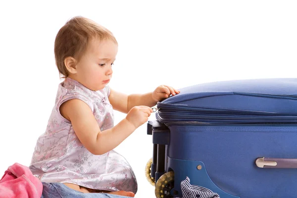 Baby zipování kufr — Stock fotografie