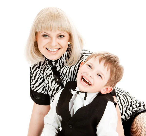 Mor och son skrattar — Stockfoto