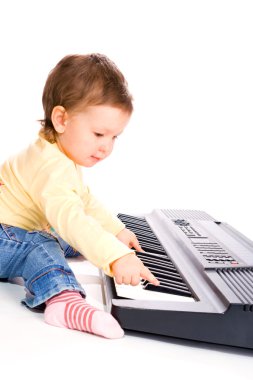 Baby playing piano clipart