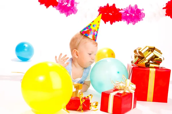 Baby in a party hat — Stock Photo, Image