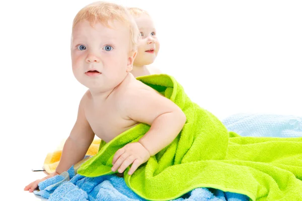 Babies in towels — Stock Photo, Image