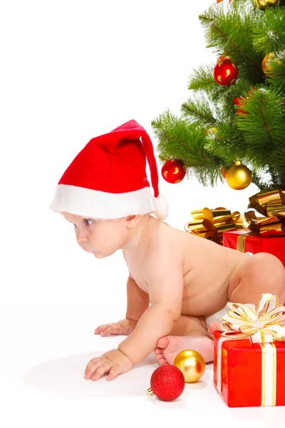 Kid in cristmas hoed — Stockfoto