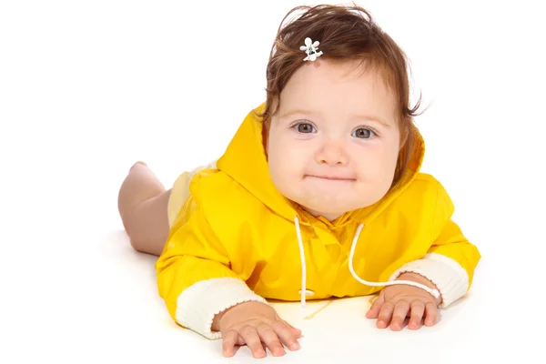 Menina bebê em amarelo — Fotografia de Stock