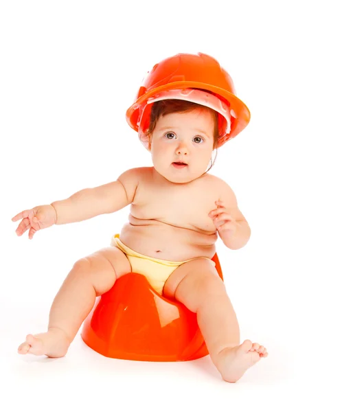 ヘルメットの赤ちゃん — ストック写真