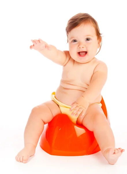 Baby on potty — Stock Photo, Image