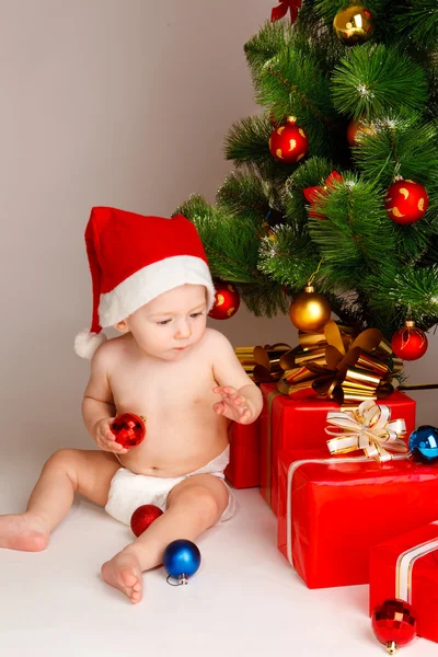 Baby in santa hat Royalty Free Stock Photos