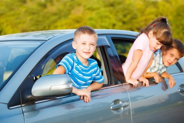 Kids in car clipart