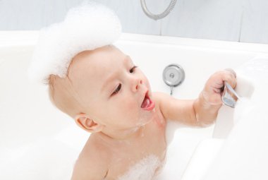 Baby in bath clipart