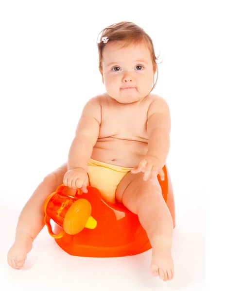 Baby on potty — Stock Photo, Image