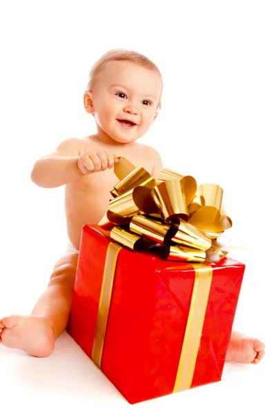 Bebek hediye ile — Stok fotoğraf
