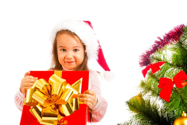 Fille avec boîte cadeau — Photo