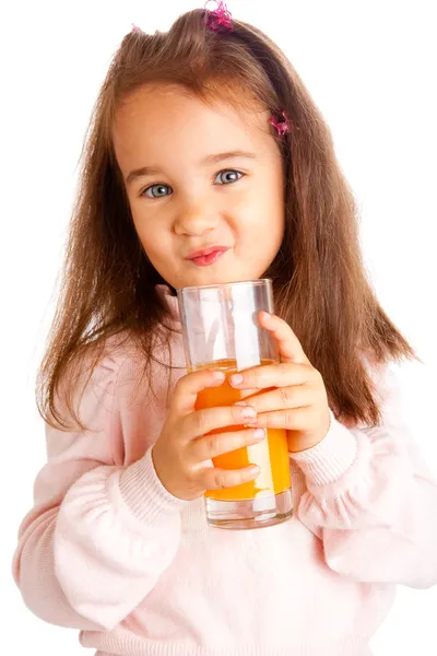 Girl with juice — Stock Photo, Image