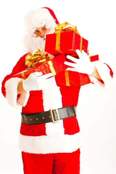 Санта з подарунками — стокове фото