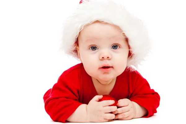 Baby in Christmas hat — Stock Photo, Image