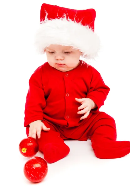 Noel Baba şapkalı çocuk — Stok fotoğraf