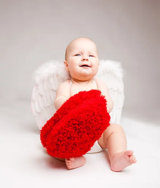 Valentine angel over gray — Stock Photo, Image