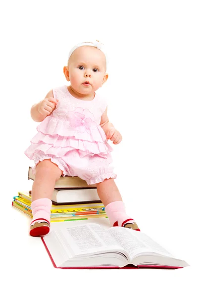 Baby on books — Stock Photo, Image
