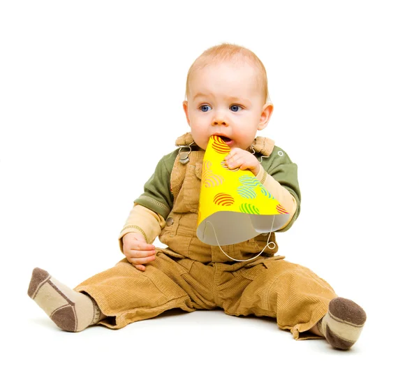 Baby with a party hat — Stock Photo, Image