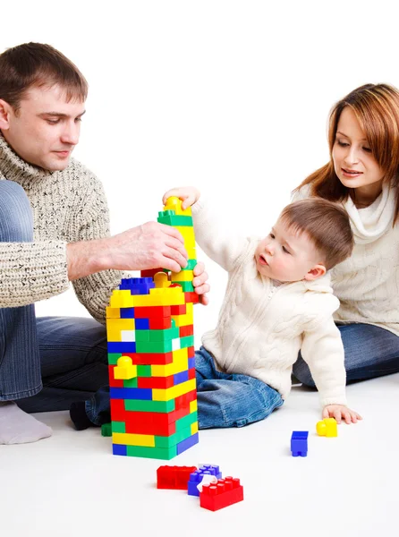 Rodina hrát s bloky — Stock fotografie