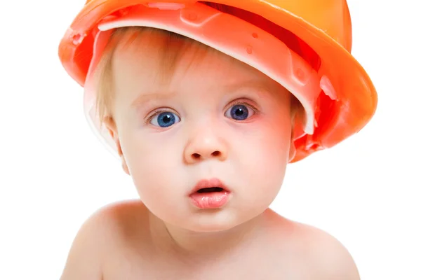 Bebê de chapéu duro — Fotografia de Stock