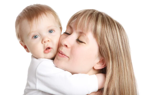 Baby embracing mom — Stock Photo, Image