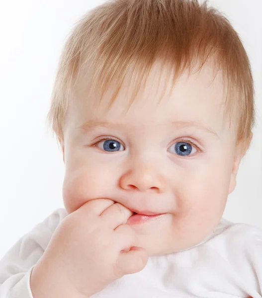 Μωρό με δάχτυλα στο στόμα — Φωτογραφία Αρχείου