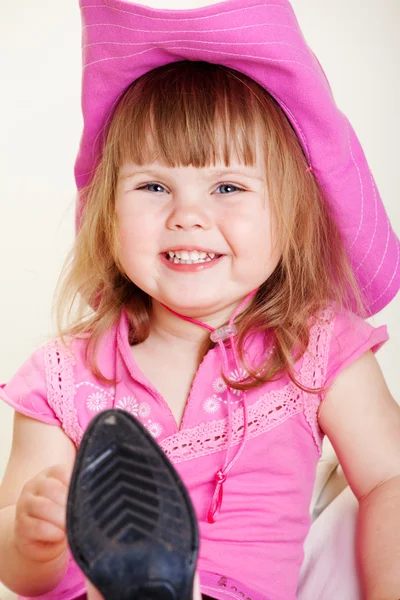 Dívka v kovbojském klobouku — Stock fotografie