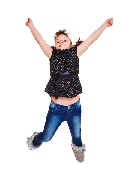 Šťastná dívka skákání — Stock fotografie