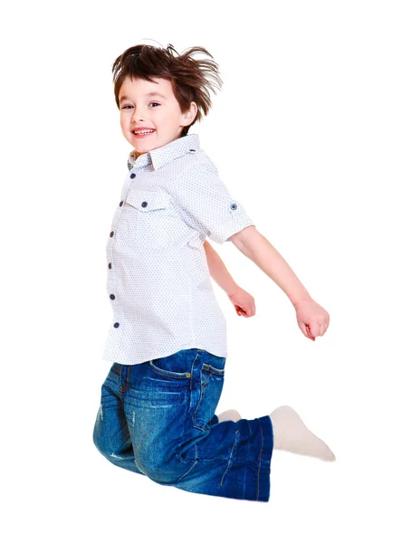 Podekscytowany dziecko skoki — Zdjęcie stockowe