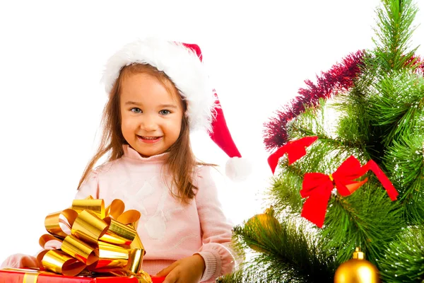 Girl with present box Royalty Free Stock Images