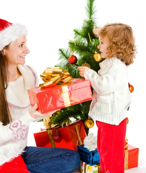 Mom giving her daughter a present Stock Image