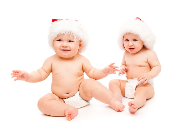 Christmas babies in diapers Royalty Free Stock Photos