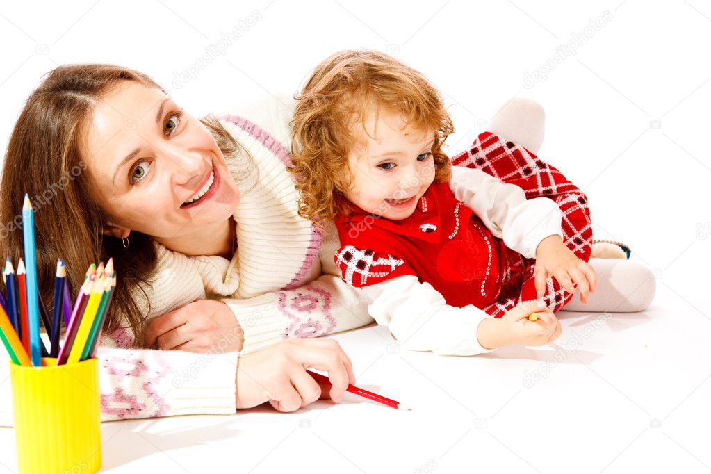 Happy mother and toddler