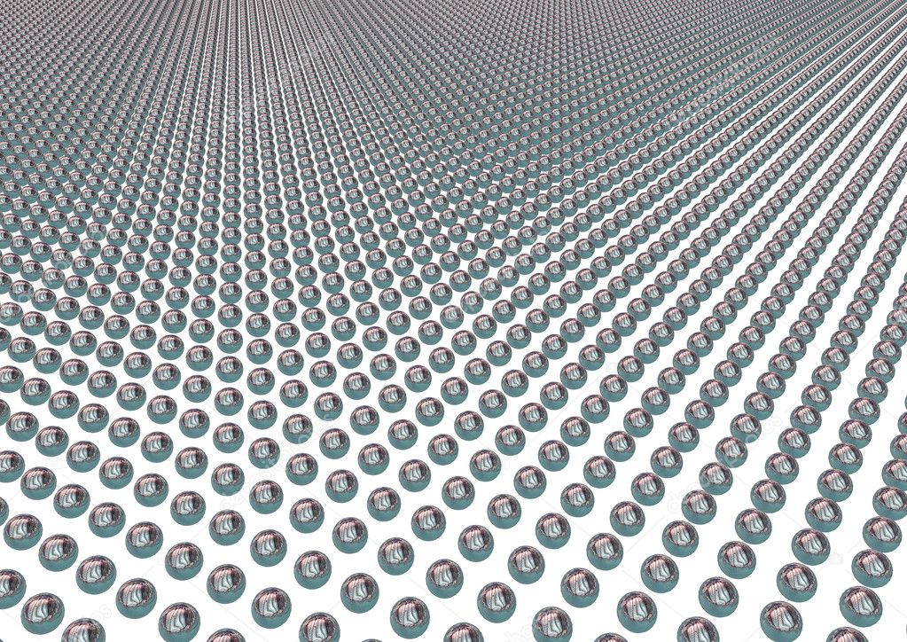 Metal spheres in rows