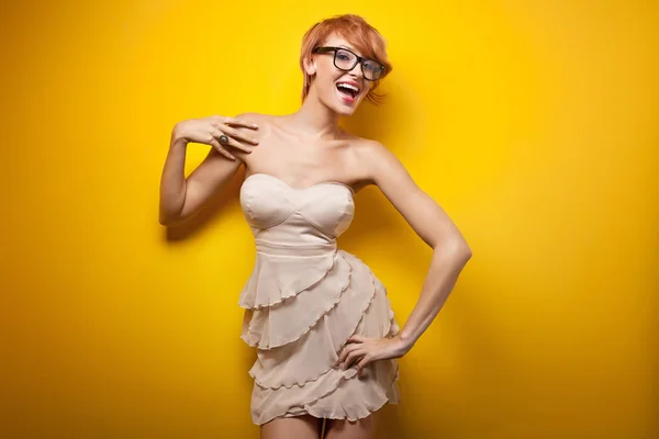 Mujer feliz con gafas —  Fotos de Stock