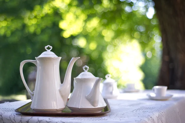 정원에서 커피 테이블 — 스톡 사진